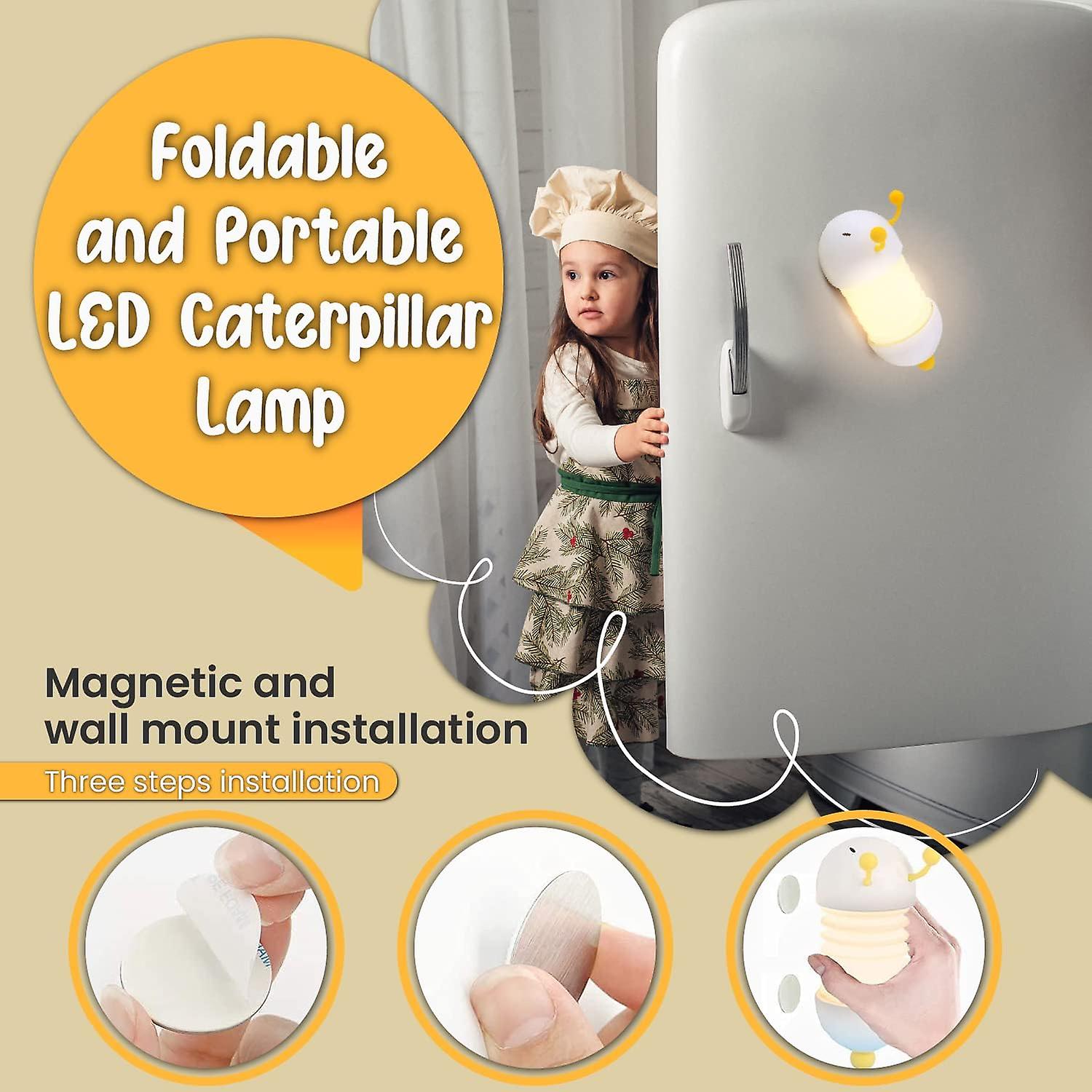 Caterpillar Led Children's Lamp， Foldable And Adjustable， Portable Night Light， Usb Charger， Magnets Included， Unisex - 30，000 Hours Of Operation.