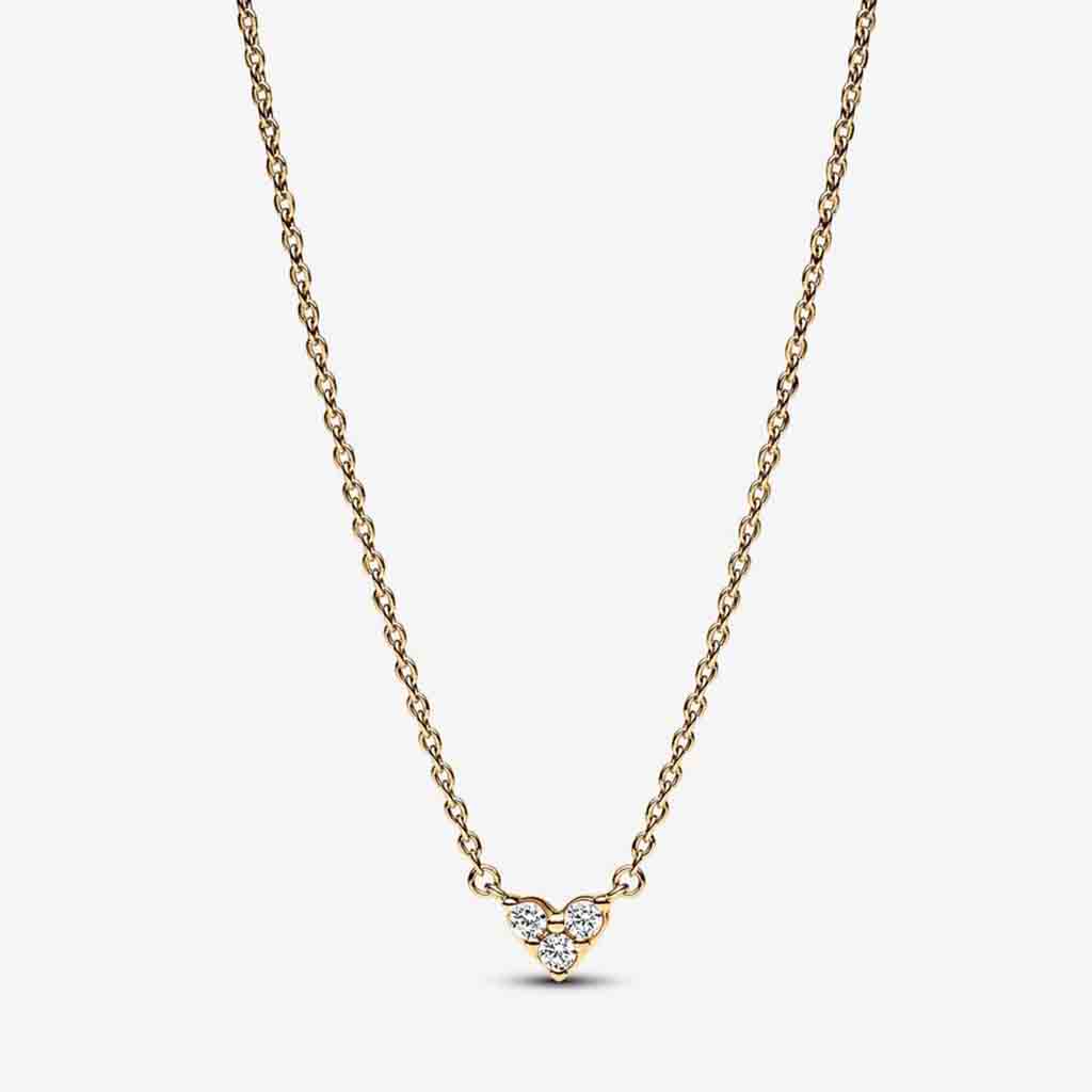 PANDORA  Triple Stone Heart Collier Necklace