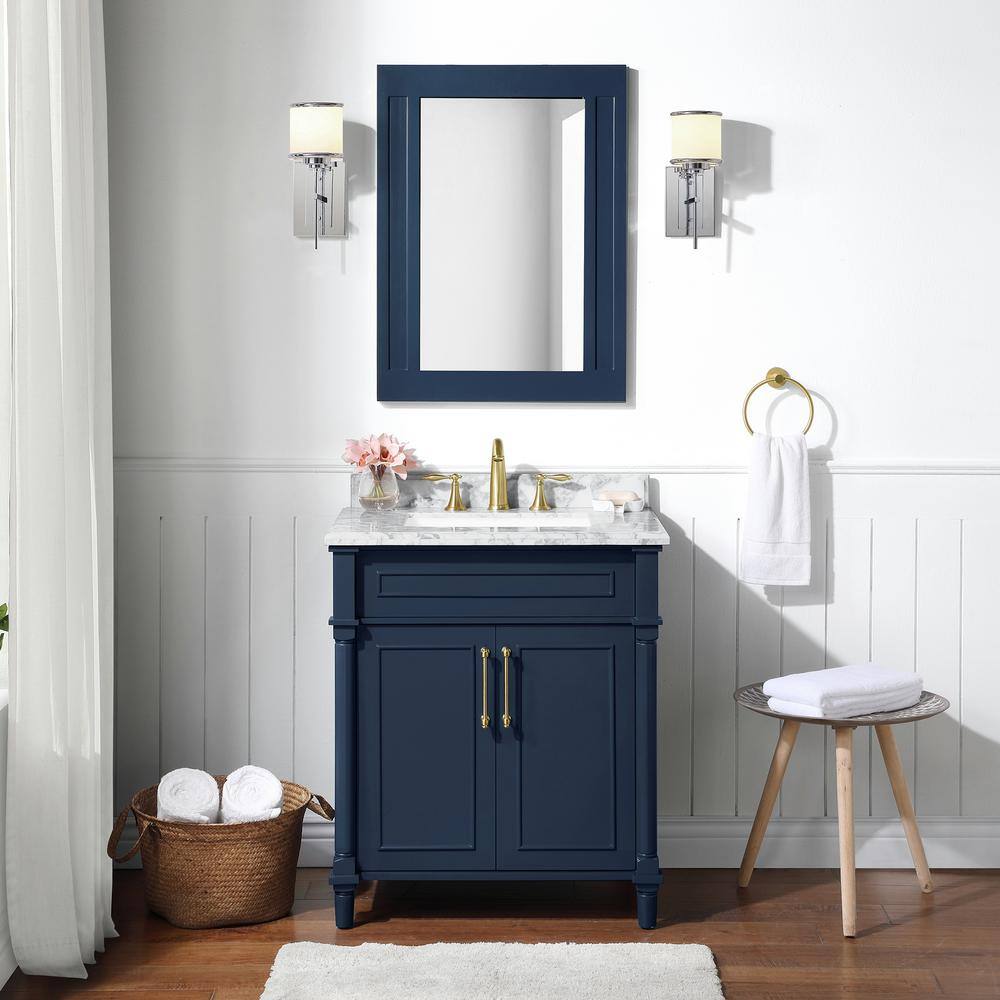 Home Decorators Collection Aberdeen 24 in. x 32 in. Framed Wall Mount Mirror in Midnight Blue Aberdeen SMR-MB