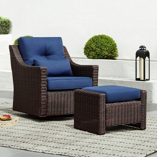 Murphy Outdoor Wicker Patio Furniture Swivel Glider Chair