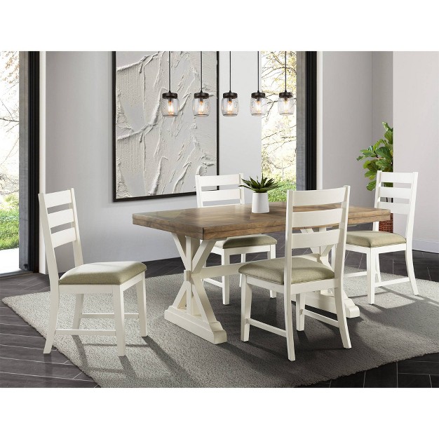 5pc Barrett Rectangle Extendable Dining Table Set Natural white Picket House Furnishings