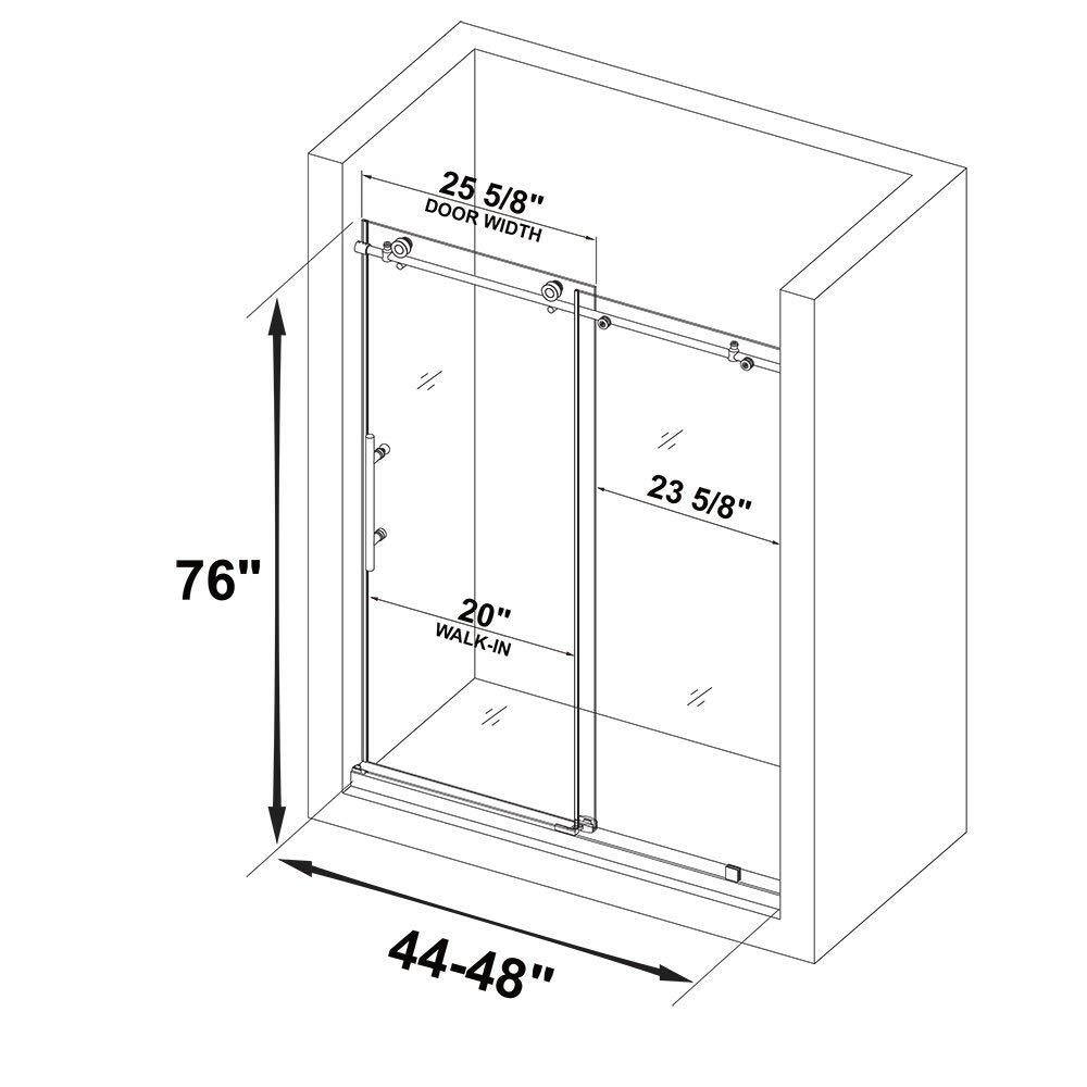 WOODBRIDGE Austin 44 in. to 48 in. x 76 in. Frameless Sliding Shower Door with Shatter Retention Glass in Matte Black Finish MSDC4876-MBL