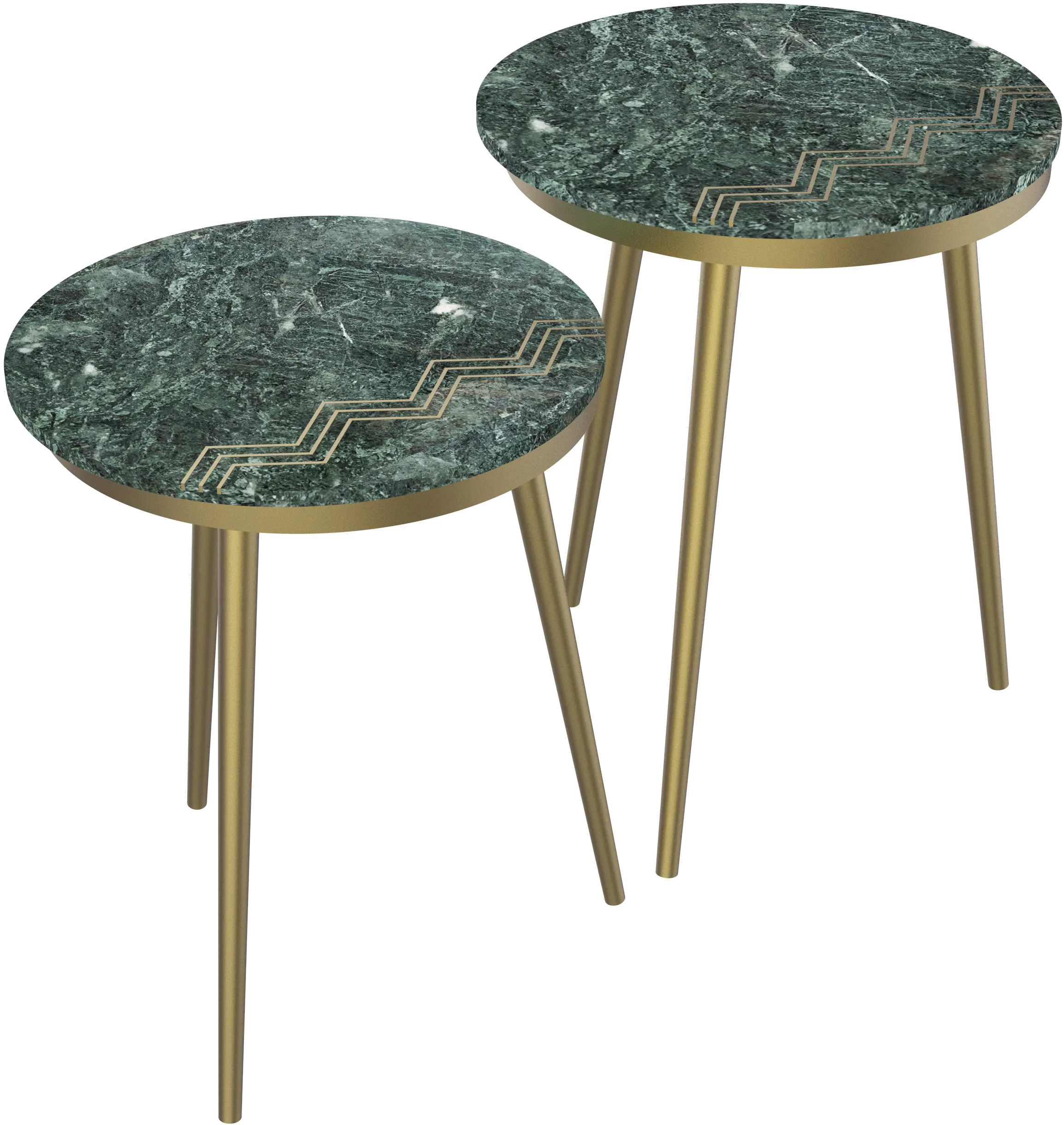 Avery Green Marble Nesting Tables， Set of 2