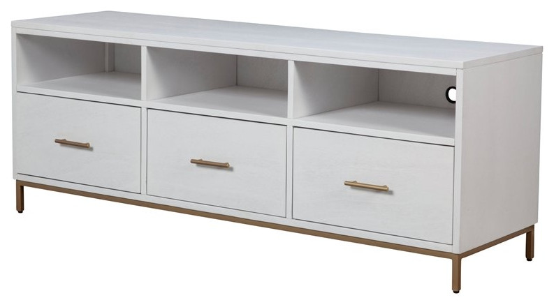 Alpine Furniture Madelyn Wood TV Console in White   Contemporary   Entertainment Centers And Tv Stands   by VirVentures  Houzz