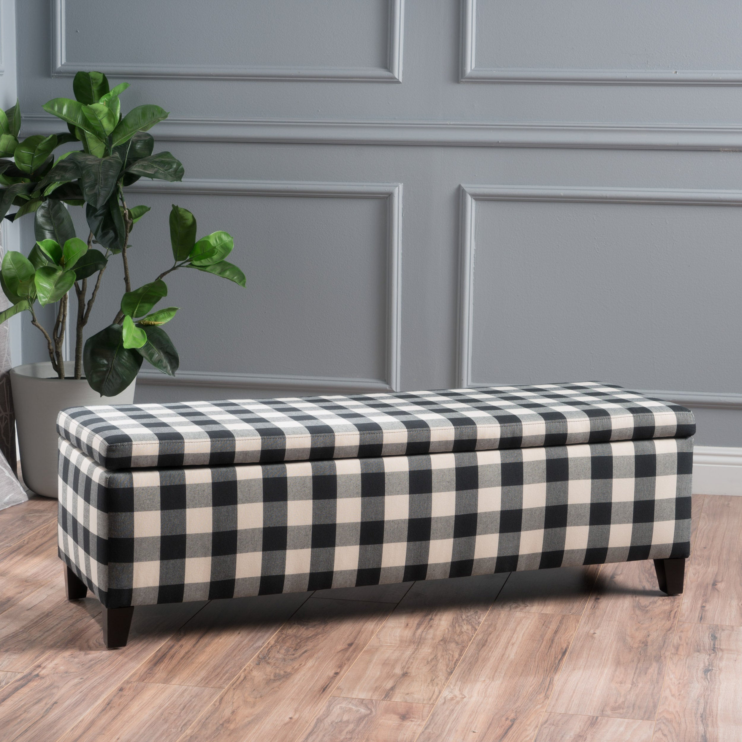 Clor Fabric Rectangle Storage Ottoman Bench