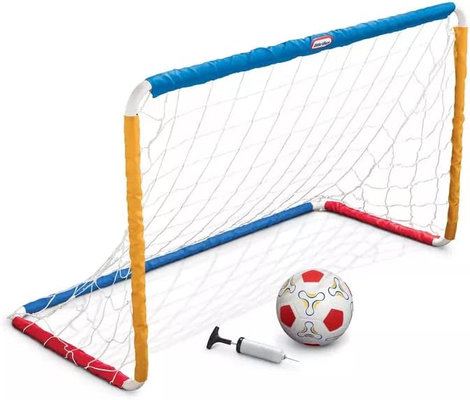 Easy Score Soccer Set Game Outdoor Toys for Backyard Fun Summer Play - Goal with Net， Ball， and Pump Included - Lawn Activities for Kids， Toddlers， Boys Girls Ages 2+