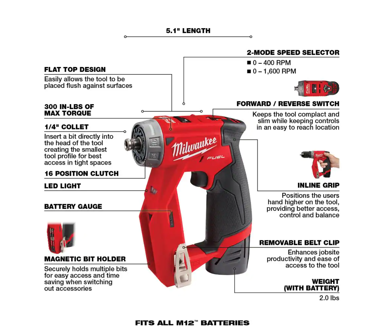 Milwaukee 2505-22-2488-20 M12 FUEL 12-Volt Lithium-Ion Brushless Cordless 4-in-1 Installation 3/8 in. Drill Driver Kit with M12 Soldering Iron