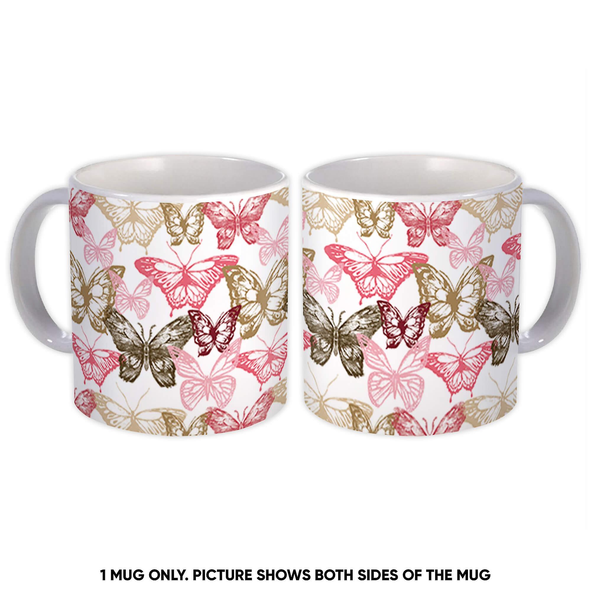 Gift Mug: Butterfly Silhouette Pattern Seamless