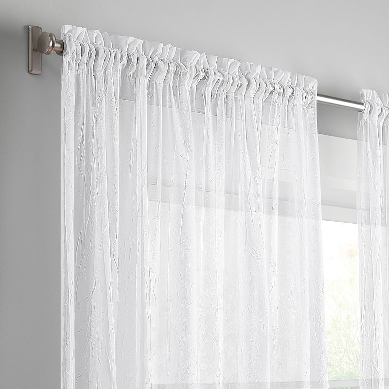 eclipse Emina Crushed Sheer Voile Rod Pocket Window Curtain Panel