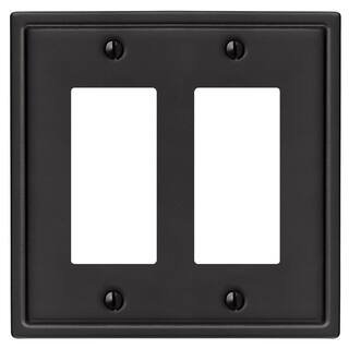 Hampton Bay Sinclair 2-Gang Rocker Matte Black Stamped Steel Wall Plate 148RRMBHB