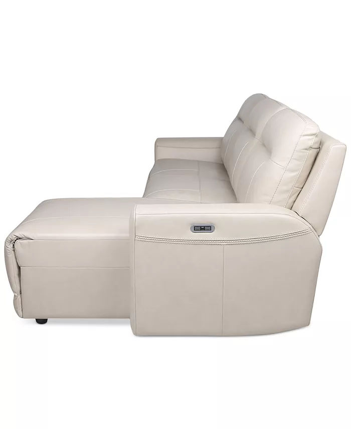 Macy's CLOSEOUT! Blairemoore 3-Pc. Leather Sofa with Power Chaise and 2 Power Recliners