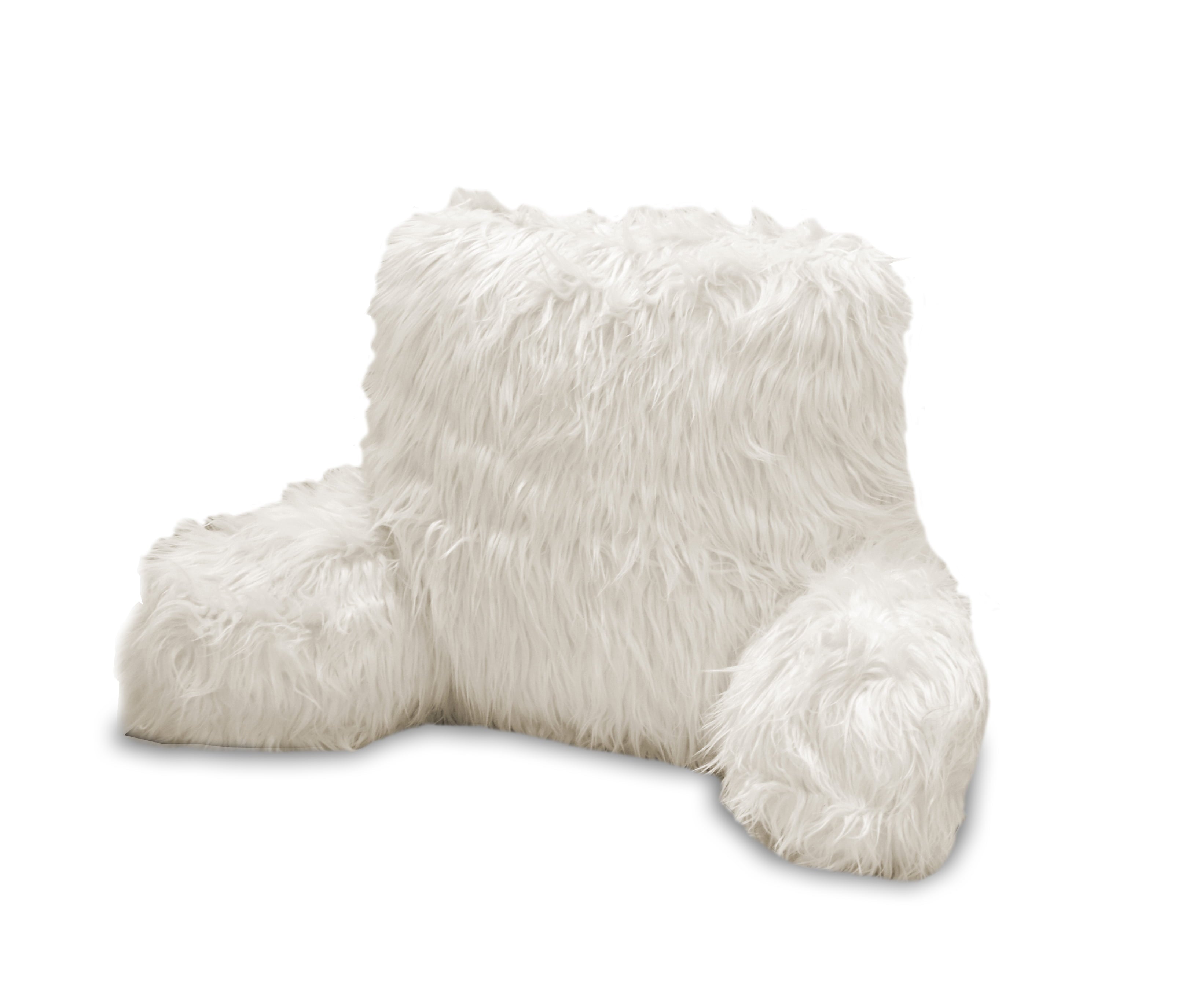 Urban Shop Ivory Mongolian Faux Fur Backrest Lounger Pillow, 21 in x 13 in