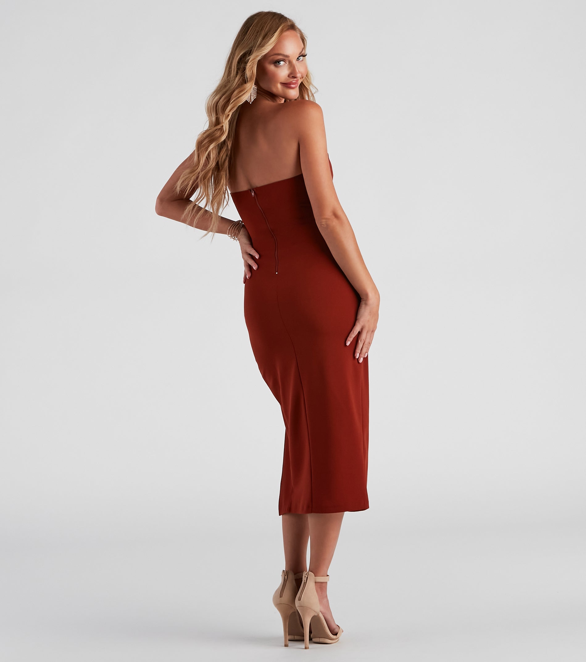 Zadie Formal High-Slit Midi Dress