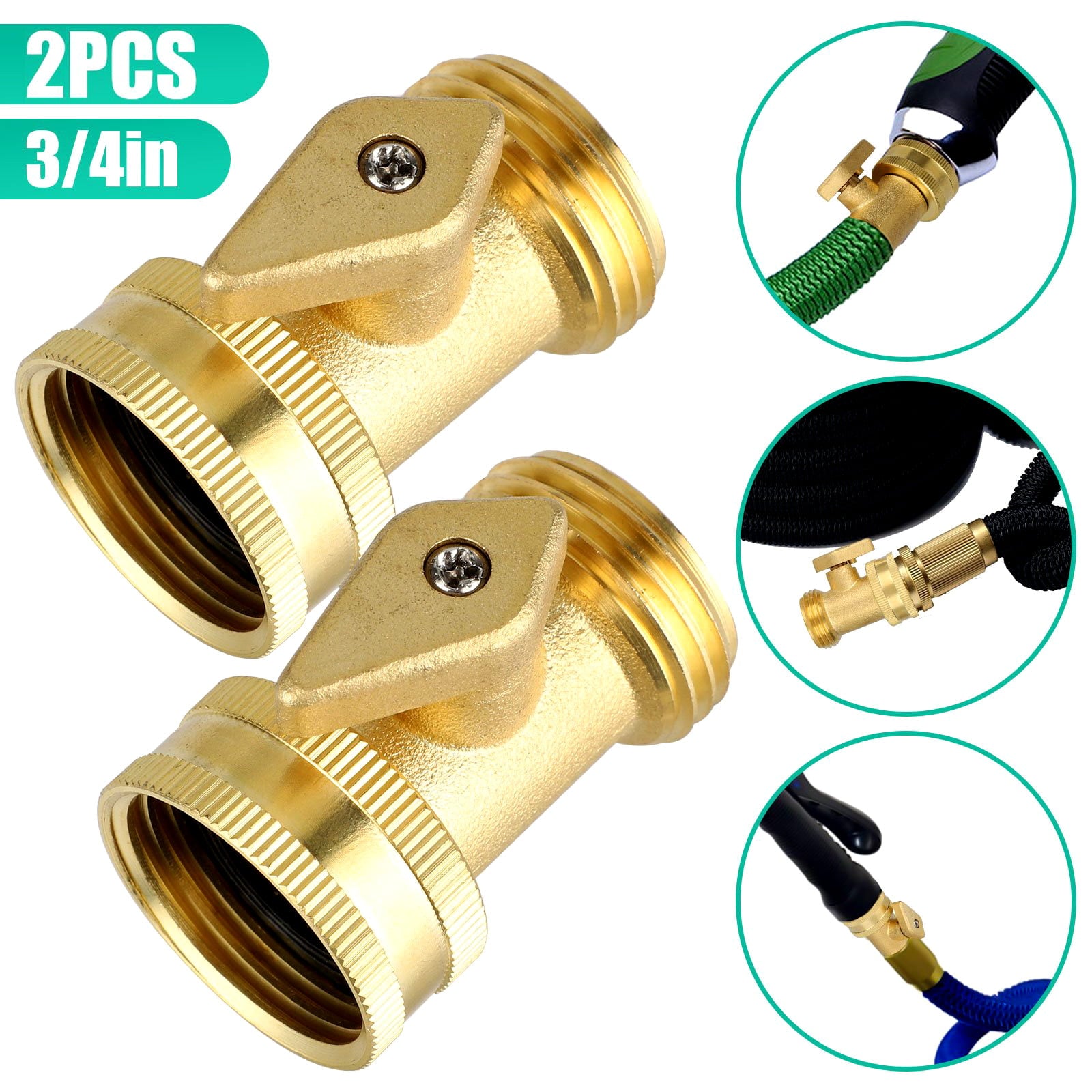 EEEkit 2pcs Heavy Duty Brass Garden Hose Shut Off Valve， 3/4