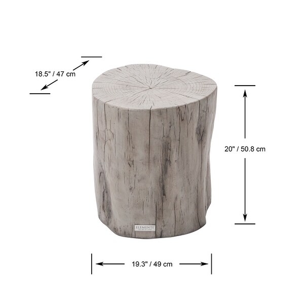 ELEMENTI Daintree Concrete 20'' End Table，Natural Style，Stump，Tree Trunk，Side Table for Patio，Living Room，Indoor，Outdoor