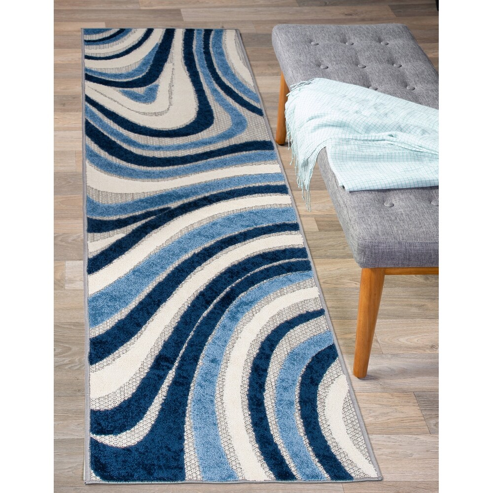 World Rug Gallery Modern Waves Indoor/Outdoor Area Rug