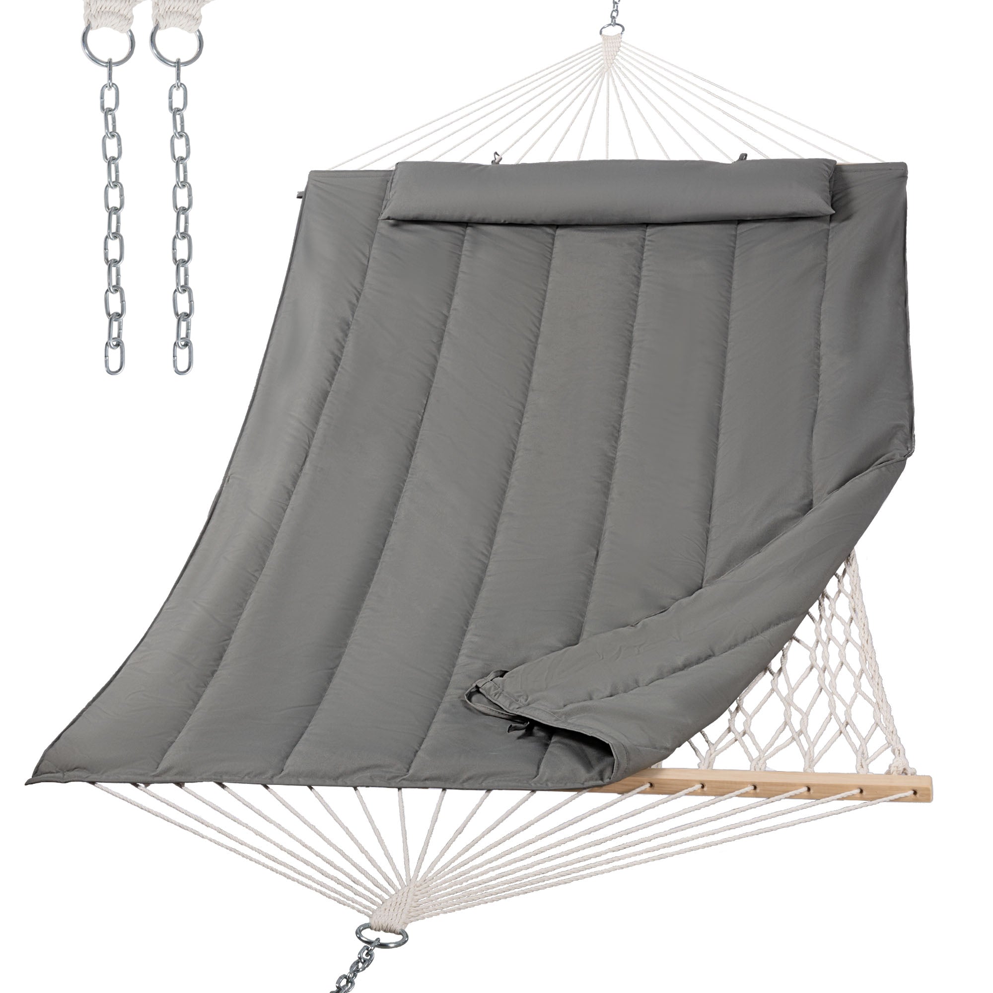 SUNCREAT Hammocks for Outside, Two Person Hammock for Patio, Garden, Porch, Outdoor, Dark Grey