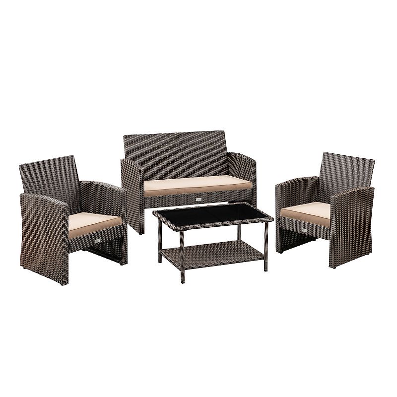 Belkene Home Ashville Wicker Patio 4-piece Set