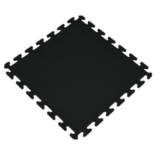 Greatmats GMats Black 24 in. W x 24 in. L Rubber Gym Interlocking Flooring Tile (Case of 6) (23.28 sq. ft.) IRFT22-375BLK6