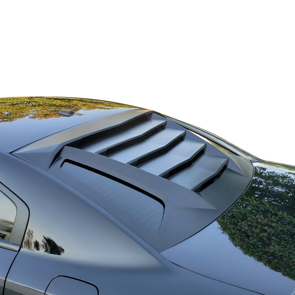 Ikon Motorsports Compatible with 11-23 Dodge Charger Ikon V2 Style Rear Window Louver Sun Shade Cover Windshield Vent 2011 2012 2013 2014 2015 2016 2017 2018 2019 2020