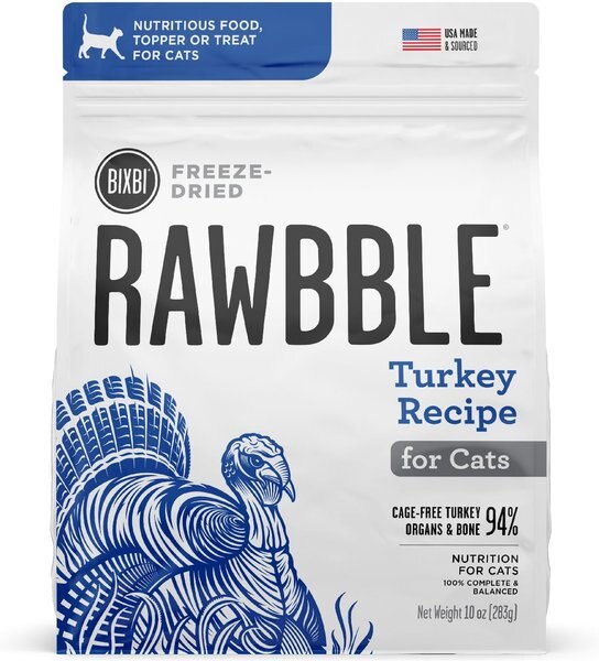 BIXBI RAWBBLE Turkey Recipe Grain-Free Freeze-Dried Cat Food