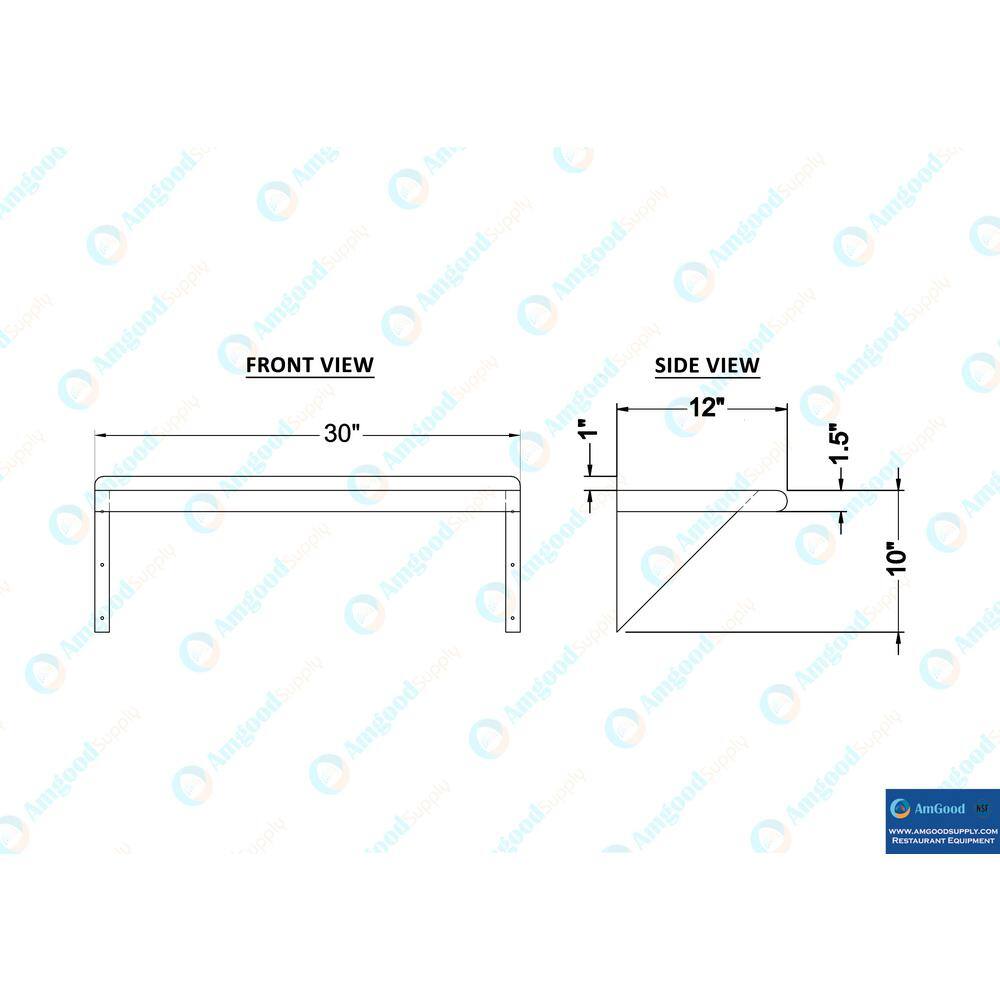 AMGOOD 12 in. x 30 in. Stainless Steel Wall Shelf. Kitchen Restaurant Garage Laundry Metal Shelf with Brackets AMG WS-1230