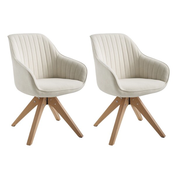 Art Leon Swivel Dining Chairs with Wood Legs (Set of 2)