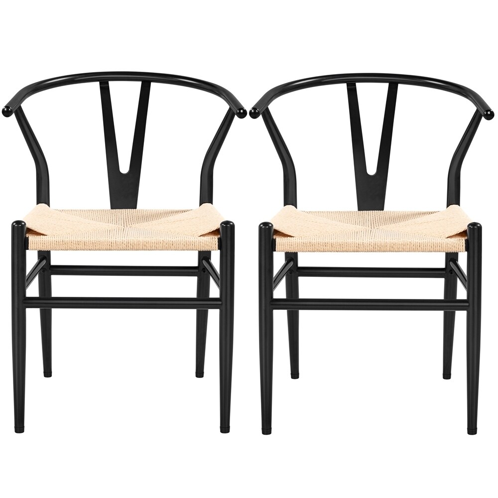 Yaheetech Modern Weave Y-Shaped Dining Chair with Solid Metal Frame