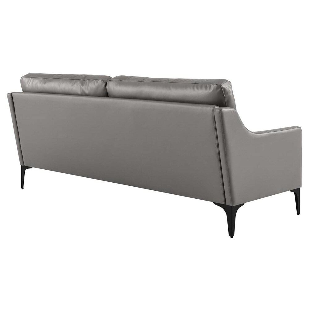 Genoa Modern Grey Leather Upholstered Sofa