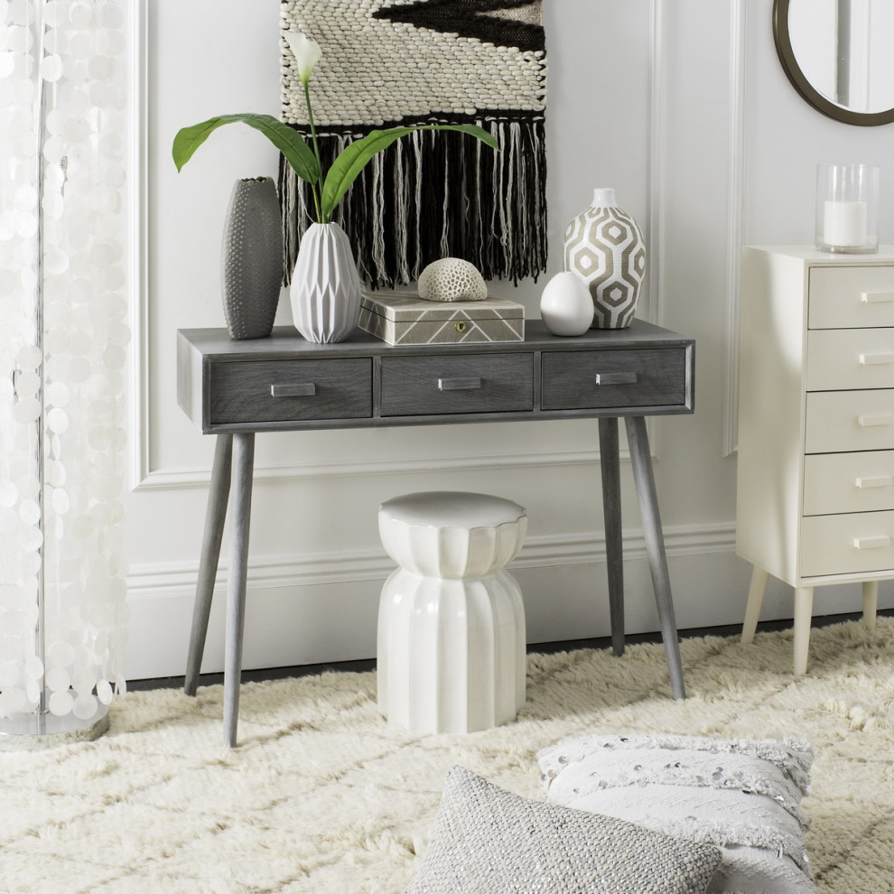 Cobi 3 Drawer Console Table Slate Grey   Midcentury   Console Tables   by AED Luxury Home Decor  Houzz