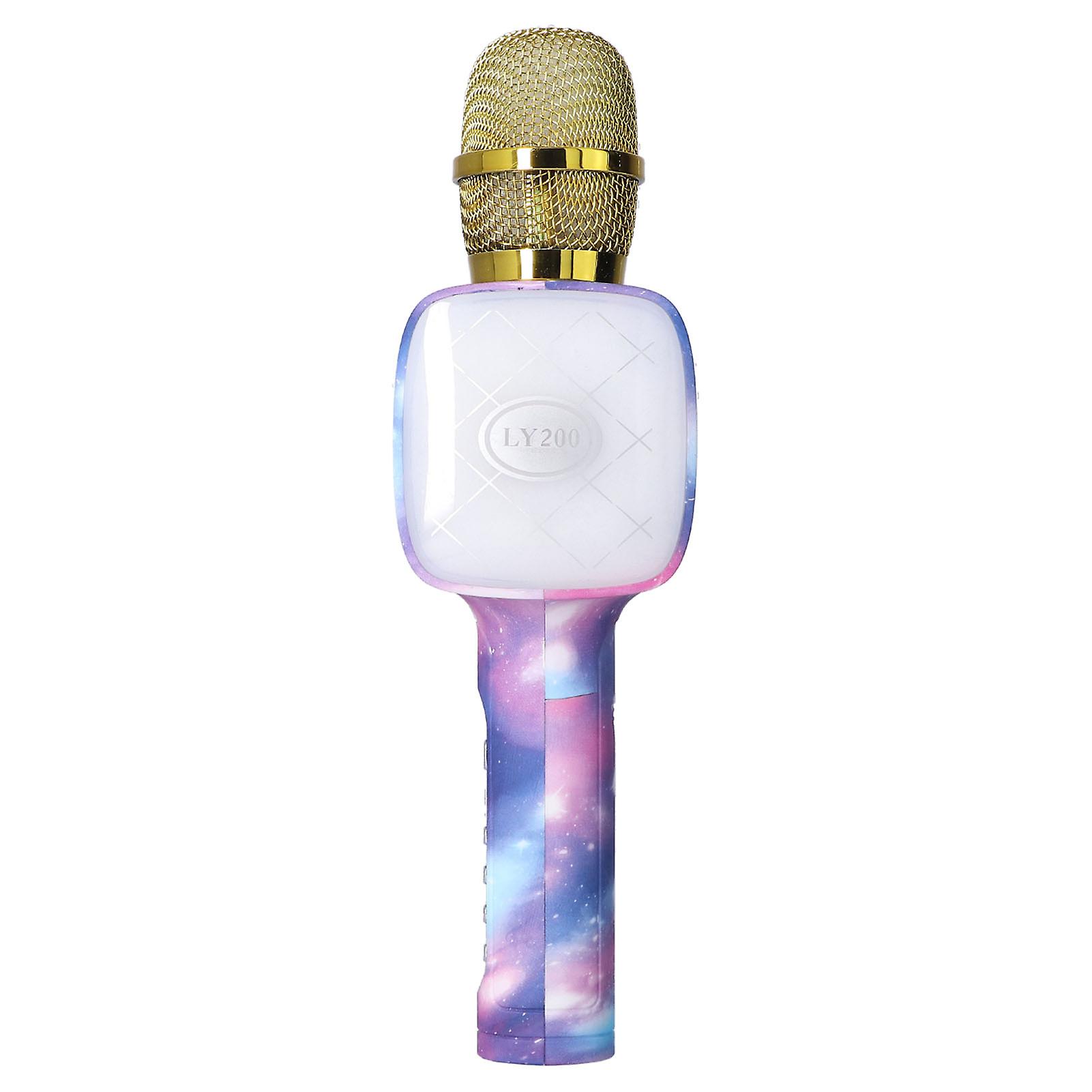 Bluetooth Microphone Karaoke Portable Wireless Microphone With Colorful Light For Kids Adults Home Partypurple