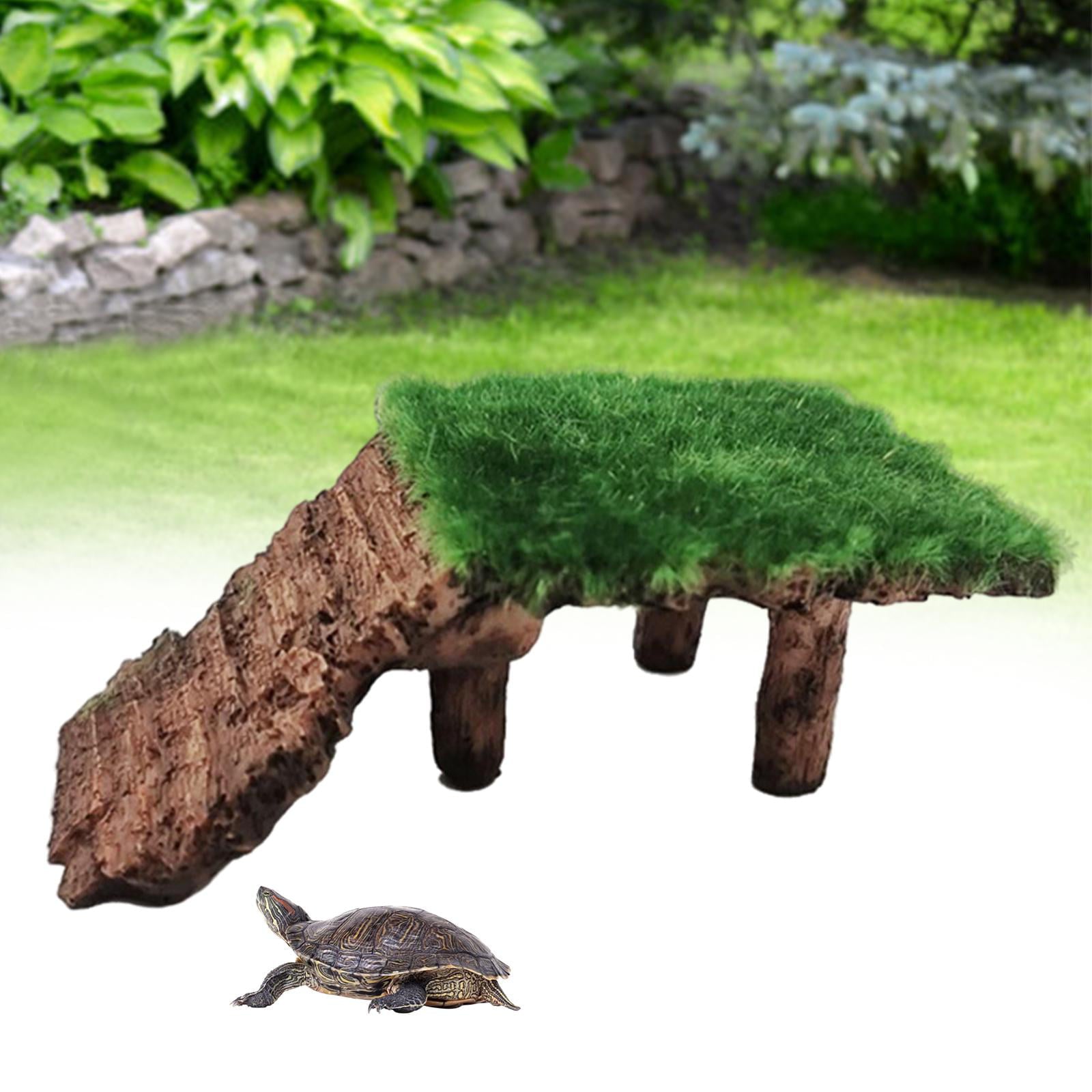 Resin Turtle Terrapin Dock Tortoise Basking Platform with Ramp Ornament Durable Friendly for Terrarium Tank Cave Hide-Out easy to clean ， 11x6.5x4cm B