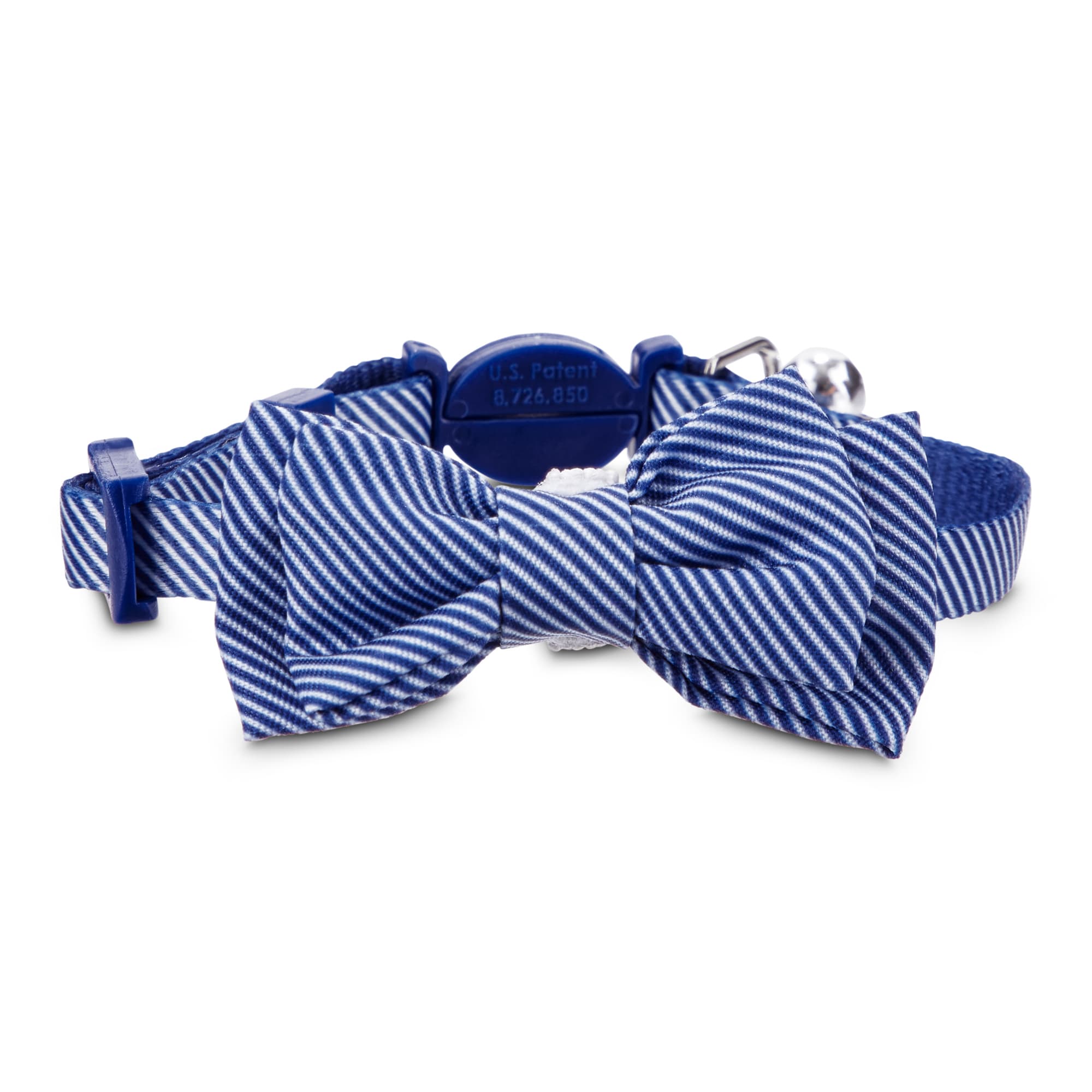 YOULY Blue Seersucker Breakaway Bowtie Kitten Collar