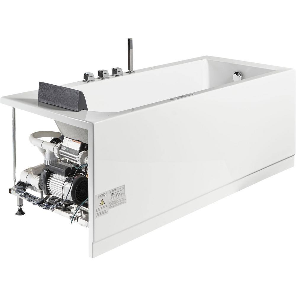 EAGO 60 in. Acrylic Flatbottom Whirlpool Bathtub in White AM154ETL-R5