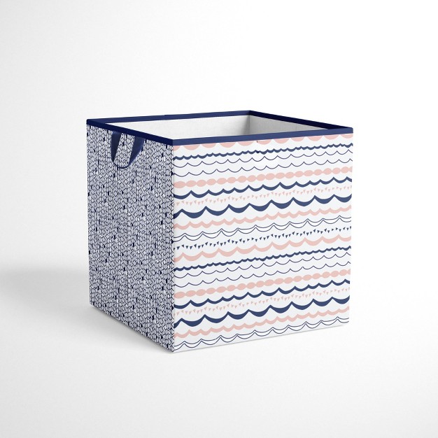 Bacati Olivia Coral navy Storage Box Small