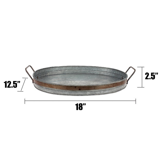 Aged Galvanized Metal Tray With Rust Trim And Handles Gray Stonebriar Collection