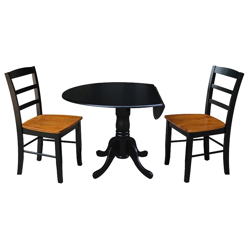 International Concepts Drop Leaf Two Tone Dining Table and Chair 3-piece Set