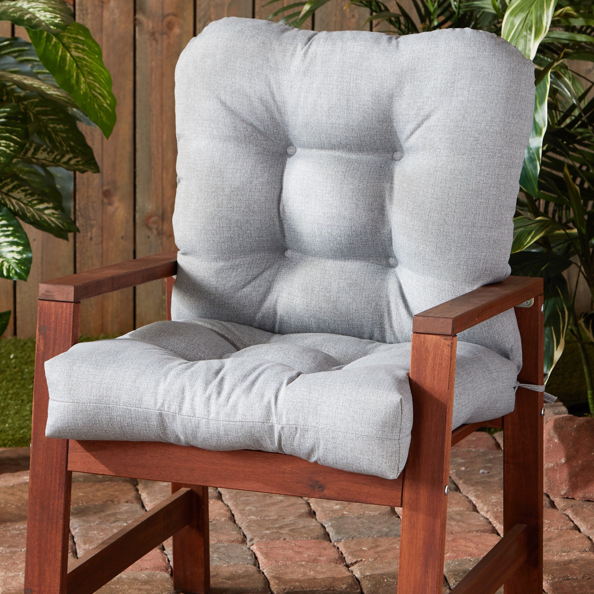 Greendale Home Fashions Heather Gray 42 x 21 in. Outdoor Reversible Tufted Chair Cushion