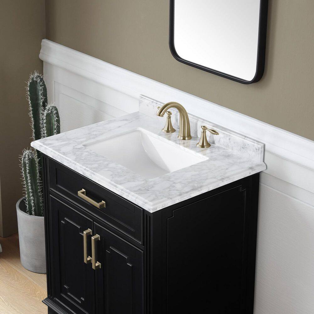 Home Decorators Collection Bonica 30 in. W x 22 in. D x 34.50 in. H Bath Vanity in Espresso with Carrara Marble Top Bonica 30E