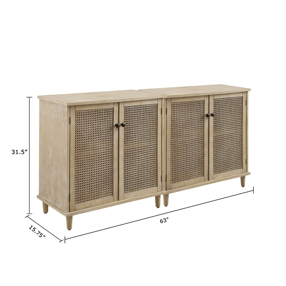 Art Leon Woven Rattan Wicker Doors Accent Cabinet Sideboards