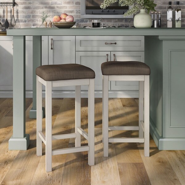 Furniture of America Milbain Farmhouse White Counter Stool (Set of 2)