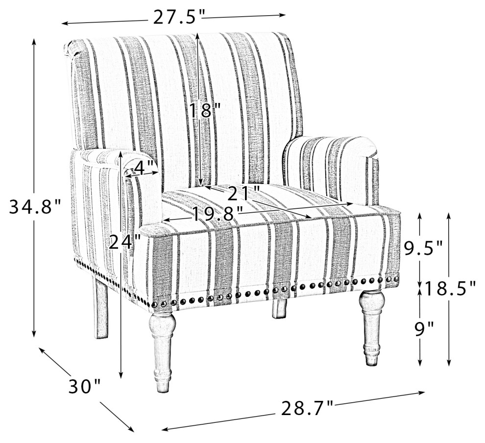 Comfy Living Room Armchair With Stripe Design Set of 2   Traditional   Armchairs And Accent Chairs   by Karat Home  Houzz