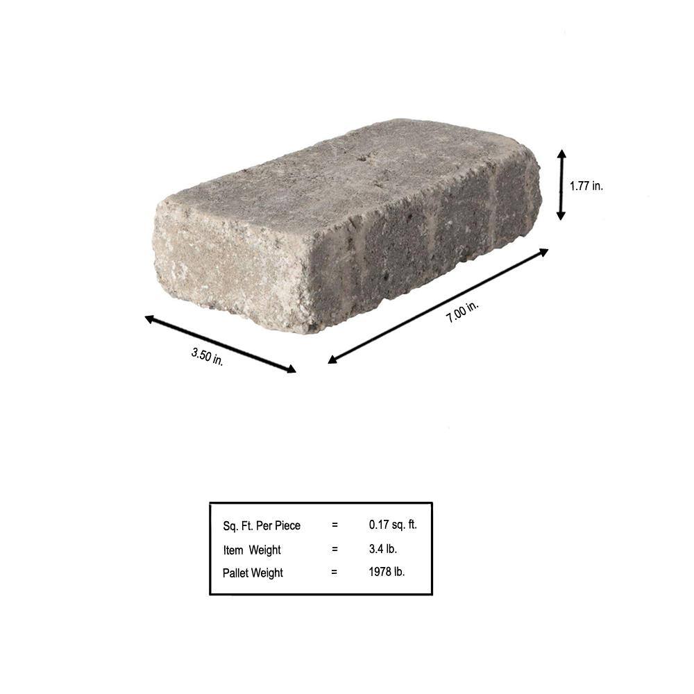 Pavestone RumbleStone Mini 7 in. x 3.5 in. x 1.75 in. Greystone Concrete Paver (576 Pcs.  98 Sq. ft.  Pallet) 91334