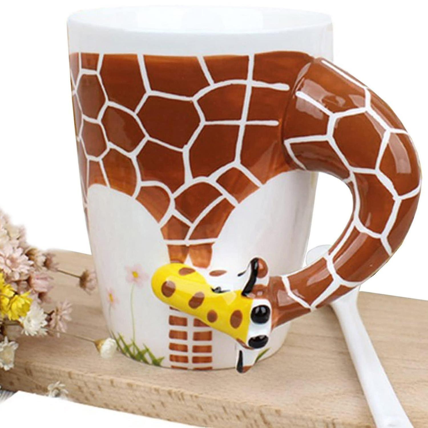 3d Coffee Mug Funny Animal Porcelain 13.5 Oz Tea Cup. Hi， I Am A Giraffe With Long Neck