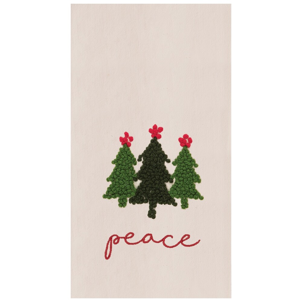 Peace Trees Embroidered Flour Sack Cotton Kitchen Towel