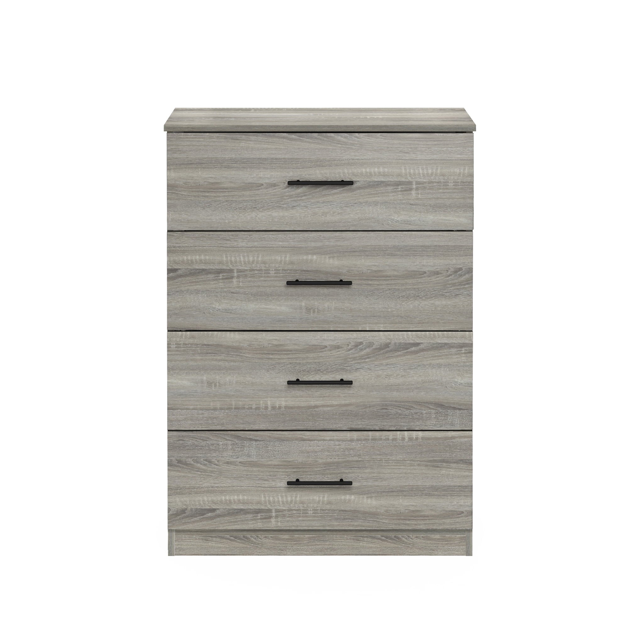 Furinno Tidur Simple Design 4-Drawer Dresser with Handle, French Oak Grey