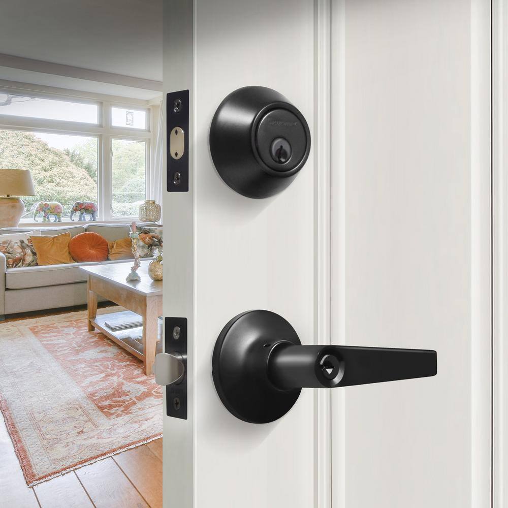 Premier Lock Oil-Rubbed Bronze Entry Door Handle Combo Lock Set with Deadbolt and 16 KW1 Keys Total (4-Pack Keyed Alike) LED07-4