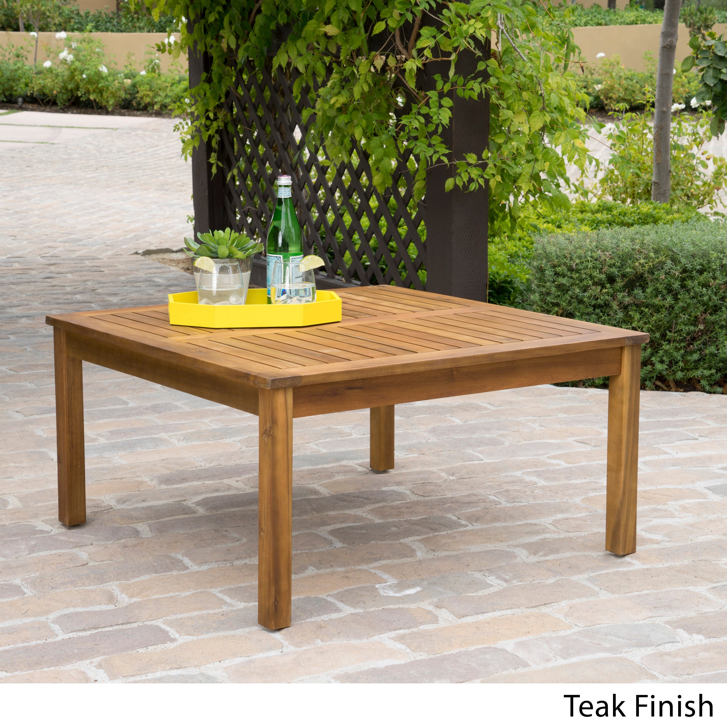 Capri Outdoor Teak Fnished Acacia Wood Coffee Table