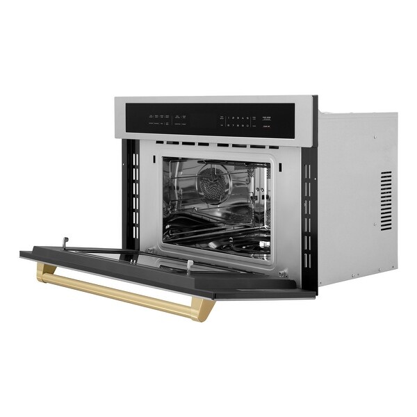 ZLINE Autograph Edition 30” 1.6 cu ft. Built-in Convection Microwave Oven in Stainless Steel and Champagne Bronze Accents