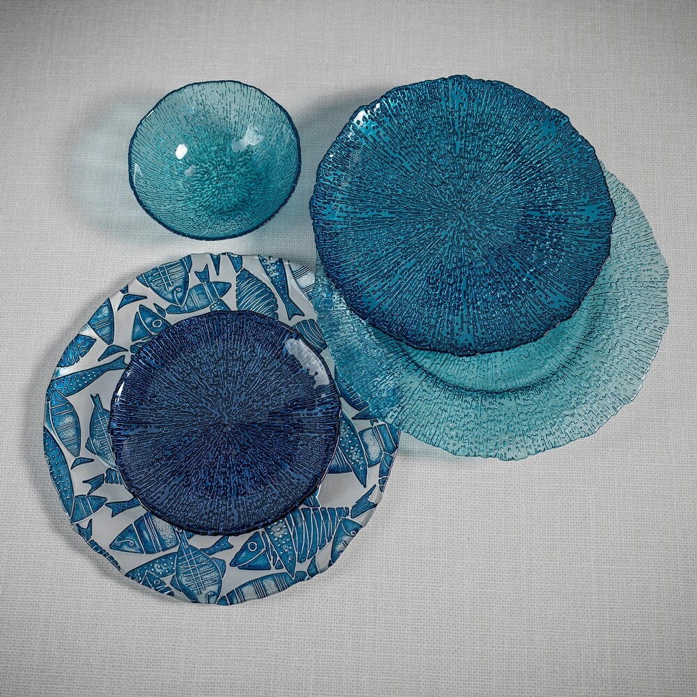 Exuma Aqua Blue Glass Bowls  Set of 6